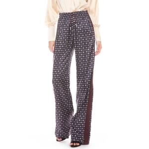 Jonathan Simkhai Scarf Print Drawstring Track Pants Button Wide Leg Trousers